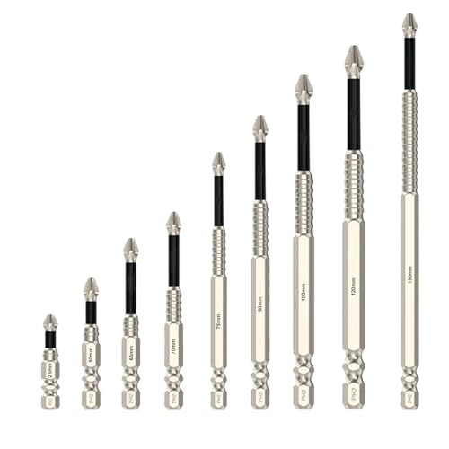 Lifesparking Bohrer, 2025 Verbessertes Hochmagnetisches Schraubendreher-Bohrer-Set, Rutschbohrer, Schraubendreher-Zubehör, Universelle Elektrische Anti-Rutsch-Schraubendreher-Bits (12Pcs) von PacuM