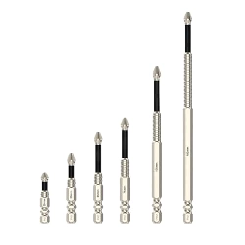 Lifesparking Bohrer, 2025 Verbessertes Hochmagnetisches Schraubendreher-Bohrer-Set, Rutschbohrer, Schraubendreher-Zubehör, Universelle Elektrische Anti-Rutsch-Schraubendreher-Bits (6Pcs-B) von PacuM