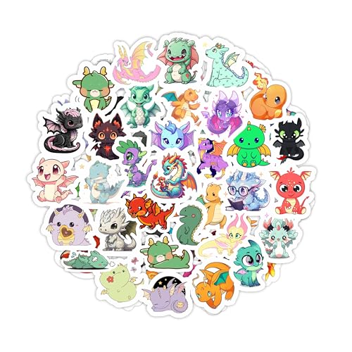 Niedliche Drachen-Aufkleber für Trinkflaschen und Laptops - Drachenparty-Geschenke und Dekorationen, wasserdichte Vinyl-Aufkleber, Fantasie- und Spaß-Sticker - Cute Dragon Stickers von Padabayka