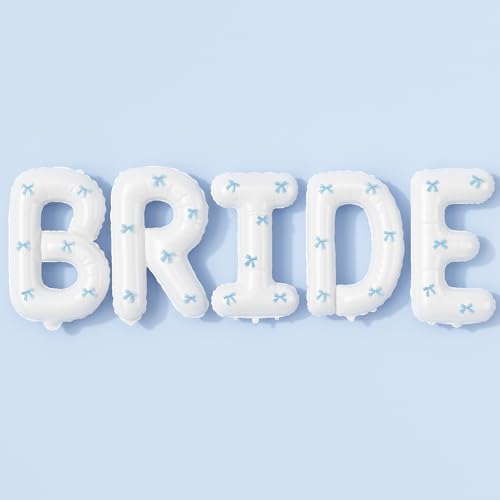 101,6 cm große weiße Brautballons für Junggesellinnenabschiede mit blauen Schleifen, Big Bride Mylar-Folie, Buchstabenballon, Bride To Be-Banner, Schild Something Blue Before I Do, Brautparty 101,6 cm große weiße Brautballons für Junggesellinnenabschiede mit blauen Schleifen, Big Bride Mylar-Folie, Buchstabenballon, Bride To Be-Banner, Schild Something Blue Before I Do, Brautparty von Paeyeq