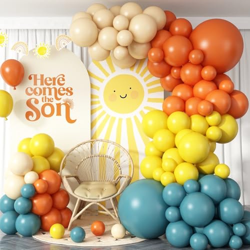 128 Stück Luftballon Girlande Retro Blau und Orange, Ballongirlande Regenbogen Blaue und Orange Beige Ballons für Here Comes the Son Baby Shower Geschlecht offenbaren Geburtstag Boho Jubiläum Deko 128 Stück Luftballon Girlande Retro Blau und Orange, Ballongirlande Regenbogen Blaue und Orange Beige Ballons für Here Comes the Son Baby Shower Geschlecht offenbaren Geburtstag Boho Jubiläum Deko von Paeyeq