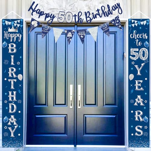 50 Geburtstag Deko Blau Silber, 50. Geburtstag Hintergrund Banner Deko Mann, 50. Geburtstag Banner Girlande Wimpel Bunting, 50. Geburtstagsfeier Banner Wimpelkette für Tür Wand Männer Party Deko 50 Geburtstag Deko Blau Silber, 50. Geburtstag Hintergrund Banner Deko Mann, 50. Geburtstag Banner Girlande Wimpel Bunting, 50. Geburtstagsfeier Banner Wimpelkette für Tür Wand Männer Party Deko von Paeyeq