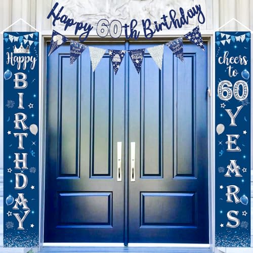 60 Geburtstag Tür Banner Deko Mann, 60. Geburtstag Veranda Schild Banner, Blau Silber 60. Geburtstag Banner Girlande Wimpel Bunting, 60. Geburtstagsfeier Banner Wimpelkette für Tür Männer Party Deko 60 Geburtstag Tür Banner Deko Mann, 60. Geburtstag Veranda Schild Banner, Blau Silber 60. Geburtstag Banner Girlande Wimpel Bunting, 60. Geburtstagsfeier Banner Wimpelkette für Tür Männer Party Deko von Paeyeq