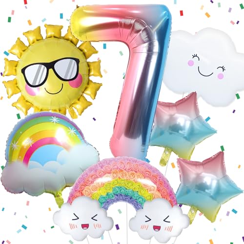 7 Jahre Regenbogen Geburtstag Deko für Mädchen, Regenbogen Folienballon 7, Regenbogen Geburtstagsdeko mit Regenbogen Sonne Folie Luftballon Regenbogen Sterne Ballons für 7. Geburtstag Mädchen Deko 7 Jahre Regenbogen Geburtstag Deko für Mädchen, Regenbogen Folienballon 7, Regenbogen Geburtstagsdeko mit Regenbogen Sonne Folie Luftballon Regenbogen Sterne Ballons für 7. Geburtstag Mädchen Deko von Paeyeq