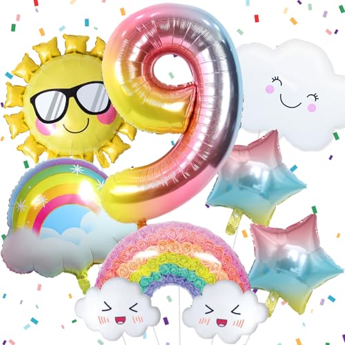 9 Jahre Regenbogen Geburtstag Deko für Mädchen, Regenbogen Folienballon 9, Regenbogen Geburtstagsdeko mit Regenbogen Sonne Folie Luftballon Regenbogen Sterne Ballons für 9. Geburtstag Mädchen Deko 9 Jahre Regenbogen Geburtstag Deko für Mädchen, Regenbogen Folienballon 9, Regenbogen Geburtstagsdeko mit Regenbogen Sonne Folie Luftballon Regenbogen Sterne Ballons für 9. Geburtstag Mädchen Deko von Paeyeq