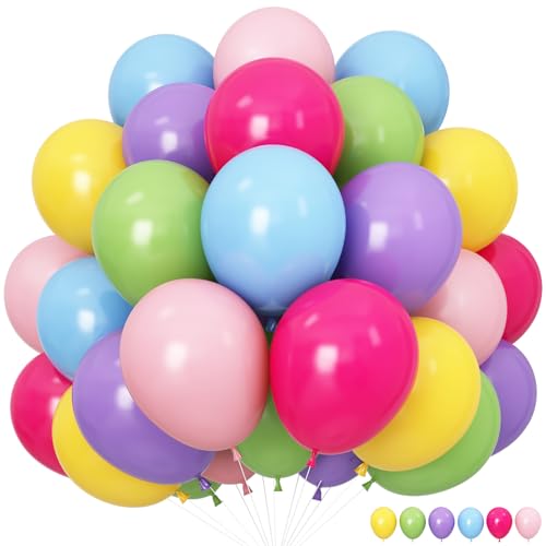 Bunte Regenbogen-Luftballons, sortiert, Rosa, Blau, Gelb, Grün, 60 Stück, 30,5 cm, Hot Pink, Pastellviolett, Hellblau, Latex-Helium-Ballon für Bogen, Geburtstagsparty, Dekorationen, Babyparty von Paeyeq