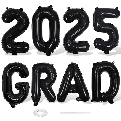 Folienballons für Abschlussdekorationen, 40,6 cm (16 Zoll), 2025 Grad 2025, schwarze Mylar-Aluminiumfolie, Ballon-Schild für Abschlussfeier, Party-Dekorationen von Paeyeq