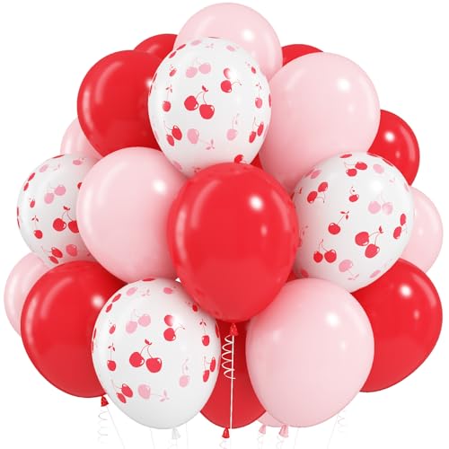 Kirschballons, 12 Zoll rote und rosa Luftballons Kirsche auf der Oberseite Ballon Pastell Baby Rosa Matt Rot Helium Latex Party Ballon für Mädchen Frauen Geburtstag Braut Babyparty Hochzeit Party Kirschballons, 12 Zoll rote und rosa Luftballons Kirsche auf der Oberseite Ballon Pastell Baby Rosa Matt Rot Helium Latex Party Ballon für Mädchen Frauen Geburtstag Braut Babyparty Hochzeit Party von Paeyeq