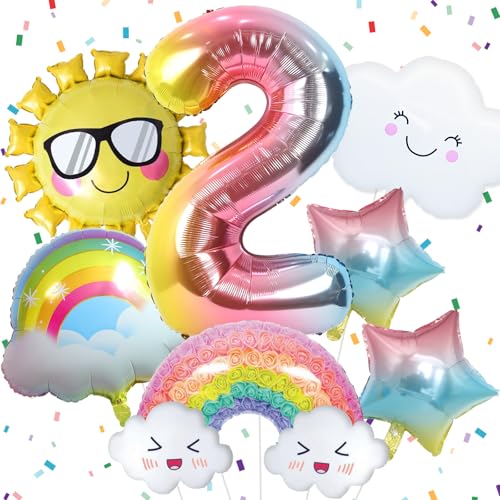 Luftballon Regenbogen Deko 2. Geburtstag Mädchen, Regenbogen Sonne Folie Luftballons, Regenbogen Sterne und Zahl 2 Folienballon für 2 Jahr Mädchen Geburtstagsdeko Regenbogen Kindergeburtstag Deko Luftballon Regenbogen Deko 2. Geburtstag Mädchen, Regenbogen Sonne Folie Luftballons, Regenbogen Sterne und Zahl 2 Folienballon für 2 Jahr Mädchen Geburtstagsdeko Regenbogen Kindergeburtstag Deko von Paeyeq