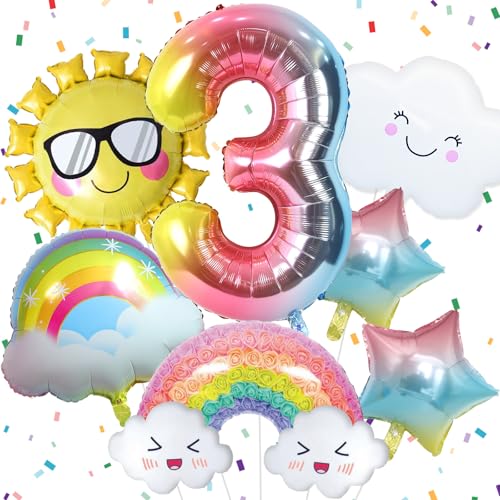 Luftballon Regenbogen Deko 3. Geburtstag Mädchen, Regenbogen Sonne Folie Luftballons, Regenbogen Sterne und Zahl 3 Folienballon für 3 Jahr Mädchen Geburtstagsdeko Regenbogen Kindergeburtstag Deko Luftballon Regenbogen Deko 3. Geburtstag Mädchen, Regenbogen Sonne Folie Luftballons, Regenbogen Sterne und Zahl 3 Folienballon für 3 Jahr Mädchen Geburtstagsdeko Regenbogen Kindergeburtstag Deko von Paeyeq