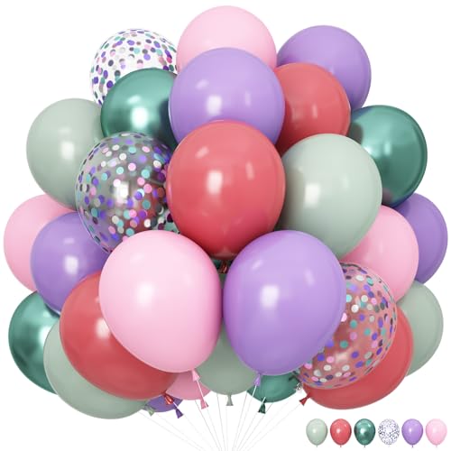 Luftballons für Meerjungfrauen, magische Geburtstagsparty-Dekorationen unter dem Meer, 60 Stück, 30,5 cm, Pastellrosa, Metallic, Salbeigrün, Helium-Latex-Ballon, Konfetti-Ballons für Bogen-Babyparty von Paeyeq