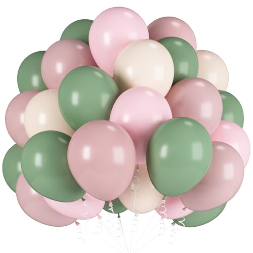 Luftballons in Salbeigrün und Rosa, 30,5 cm, Retro-Luftballons, olivgrün, rosafarbener Sand, weißer Ballon für Mädchen, Babyparty, Boho, Hochzeit, Brautparty, Geburtstag, Baby in Blüte Luftballons in Salbeigrün und Rosa, 30,5 cm, Retro-Luftballons, olivgrün, rosafarbener Sand, weißer Ballon für Mädchen, Babyparty, Boho, Hochzeit, Brautparty, Geburtstag, Baby in Blüte von Paeyeq