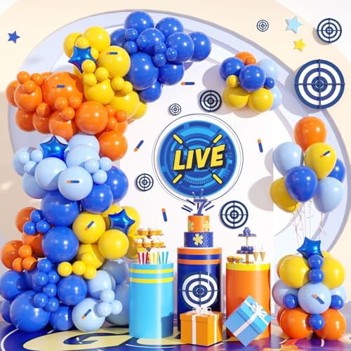 Marineblaue und orangefarbene Girlande-Bogen-Set, orangefarbene und gelbe Luftballons, hellblau, mit Foliensternballon für Kinder, Jungen, Babyparty, Geburtstag, Abschluss, Mottoparty, Dekorationen Marineblaue und orangefarbene Girlande-Bogen-Set, orangefarbene und gelbe Luftballons, hellblau, mit Foliensternballon für Kinder, Jungen, Babyparty, Geburtstag, Abschluss, Mottoparty, Dekorationen von Paeyeq