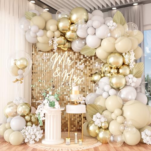 Neutrale Luftballons, Bogengirlande-Set, 128 Stück, cremefarben, beige, hautfarben, weiß, metallisch, gold, transparent, Latex-Ballons für Boho, Hochzeit, Braut, Babyparty, Verlobung, Abschlussfeier, Neutrale Luftballons, Bogengirlande-Set, 128 Stück, cremefarben, beige, hautfarben, weiß, metallisch, gold, transparent, Latex-Ballons für Boho, Hochzeit, Braut, Babyparty, Verlobung, Abschlussfeier, von Paeyeq