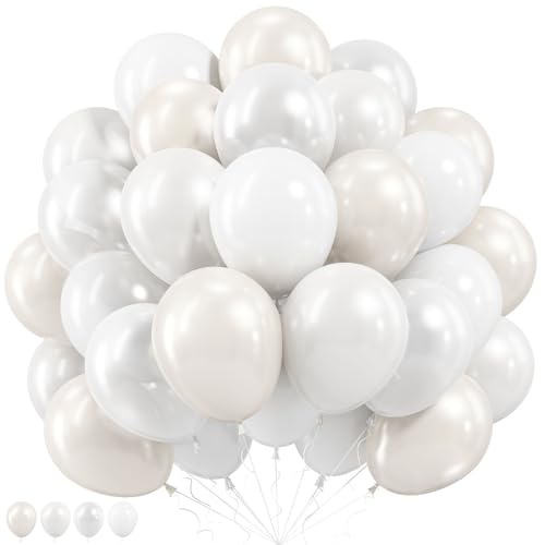 Perlweiße Luftballons, 30,5 cm, doppelt gefüllt, perlsandweiße Luftballons mit dickem, elfenbeinfarbenem Latexballon für Hochzeit, Verlobung, Babyparty, Brautgeburtstag, Jahrestag, Party-Dekorationen von Paeyeq