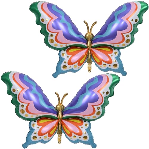 Riesige Regenbogen-Schmetterling-Folienballons, groß, mehrfarbig, aufblasbar, Insektenballon für Mädchen und Frauen, Geburtstag, VBS, Frühling, Babyparty, Garten, Fee, Party, Dekoration, Klassenzimmer Riesige Regenbogen-Schmetterling-Folienballons, groß, mehrfarbig, aufblasbar, Insektenballon für Mädchen und Frauen, Geburtstag, VBS, Frühling, Babyparty, Garten, Fee, Party, Dekoration, Klassenzimmer von Paeyeq