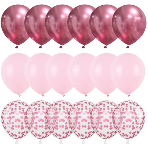 Rosa Luftballons Set, 30,5 cm Baby Light Metallic Hot Pink Konfetti Latex Helium Party Ballons für Mädchen Frauen Geburtstag Hochzeit Babyparty Brautdusche Verlobung Jahrestag Prinzessin Party von Paeyeq