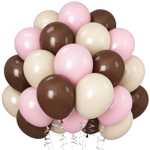 Rosa und Braun Luftballons Weiß Sand Ballon 30,5 cm Hellrosa Braun Beige Luftballons Bär Babyparty Mädchen Geburtstag Party Dekorationen Kaffee Latex Helium Ballon für Bogen Bachelorette Boho Dekor von Paeyeq