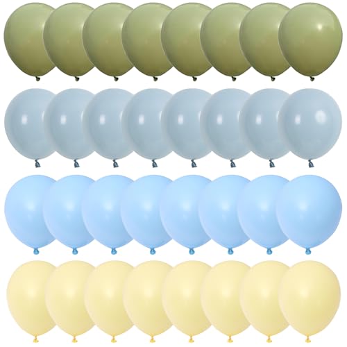 Salbeigrün Staubblau Gelb Luftballon 30,5 cm Nebelschiefer Blau Luftballons mit Olivgrün Gelb Ballon für Oh Babyparty Brautdusche Geburtstag Wild One Party Bee Bear Thema Party Deko Supplies von Paeyeq