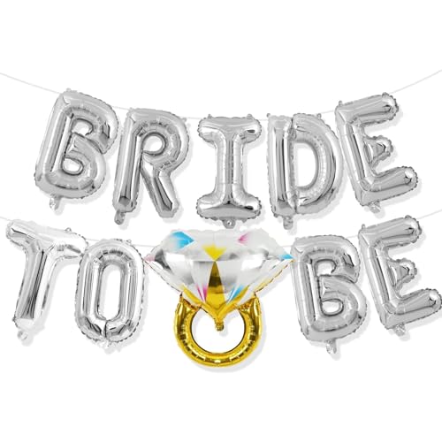 Silberne Junggesellinnenabschied-Dekorationen, Brautdusche, Buchstabenballons mit Verlobungsring, Diamantring, Mylar-Folienballon für Hochzeit, Fotokabine, Junggesellinnenabschied, Raum-Party-Dekor Silberne Junggesellinnenabschied-Dekorationen, Brautdusche, Buchstabenballons mit Verlobungsring, Diamantring, Mylar-Folienballon für Hochzeit, Fotokabine, Junggesellinnenabschied, Raum-Party-Dekor von Paeyeq
