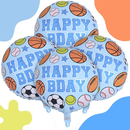 Sport-Folienballons, 45,7 cm, aufblasbarer Mylar-Ballon mit Happy Bday & Baseball, Volleyball, Basketball, Fußball, Spieldruck, Heliumballons für Jungen, Babyparty, Geburtstag Sport-Folienballons, 45,7 cm, aufblasbarer Mylar-Ballon mit Happy Bday & Baseball, Volleyball, Basketball, Fußball, Spieldruck, Heliumballons für Jungen, Babyparty, Geburtstag von Paeyeq