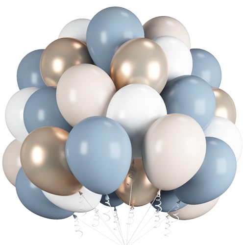 Staubige blaue beige Luftballons, 30,5 cm, Nebelblau, Sand, Weiß, Luftballons mit cremefarbenem Elfenbein-Metallic-Goldballon für Babyparty, Boho, Brautparty, Geburtstag, Hochzeit, Verlobung, Party Staubige blaue beige Luftballons, 30,5 cm, Nebelblau, Sand, Weiß, Luftballons mit cremefarbenem Elfenbein-Metallic-Goldballon für Babyparty, Boho, Brautparty, Geburtstag, Hochzeit, Verlobung, Party von Paeyeq
