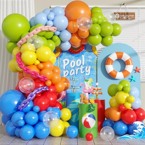Tropische Sommer-Luftballons, Bogengirlande-Set, Neon-Limettengrün, Orange, Blau, Gelb, Rot, Regenbogen-Latex-Luftballons für Kinder, Hawaii, Luau, Aloha, Pool, Strand, Geburtstag, Babyparty, Tropische Sommer-Luftballons, Bogengirlande-Set, Neon-Limettengrün, Orange, Blau, Gelb, Rot, Regenbogen-Latex-Luftballons für Kinder, Hawaii, Luau, Aloha, Pool, Strand, Geburtstag, Babyparty, von Paeyeq