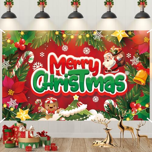 Weihnachten Banner Dekoration, Rot Frohe Weihnachts Hintergrund Banner, Extra Große Weihnachtsmann Lebkuchenmann Weihnachtsbanner, Weihnachten Hängen Banner für Drinnen Draußen Weihnachten Party Deko Weihnachten Banner Dekoration, Rot Frohe Weihnachts Hintergrund Banner, Extra Große Weihnachtsmann Lebkuchenmann Weihnachtsbanner, Weihnachten Hängen Banner für Drinnen Draußen Weihnachten Party Deko von Paeyeq