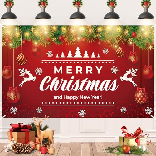Weihnachten Dekoration Banner, Große Weihnachtsbaum Elch Weihnachtsbanner, Rot Frohe Weihnachten Hintergrund Banner, Weihnachten Hängen Banner für Drinnen Draußen Weihnachten Happy New Year Deko Weihnachten Dekoration Banner, Große Weihnachtsbaum Elch Weihnachtsbanner, Rot Frohe Weihnachten Hintergrund Banner, Weihnachten Hängen Banner für Drinnen Draußen Weihnachten Happy New Year Deko von Paeyeq