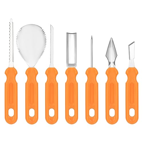 Paezm 7-teiliges Halloween Kürbis Schnitzset - Professionelles, Robustes Edelstahl Schnitzwerkzeug-Set zum Schnitzen von Jack-O-Laternen für Kinder und Erwachsene Paezm 7-teiliges Halloween Kürbis Schnitzset - Professionelles, Robustes Edelstahl Schnitzwerkzeug-Set zum Schnitzen von Jack-O-Laternen für Kinder und Erwachsene von Paezm