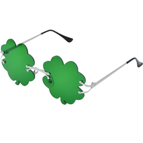 St. Patrick's Day Sonnenbrille mit grünem Kleeblatt für Damen und Herren, Glücksbringer mit Kleeblatt, für irische St. Paddy's Day Partygeschenke (vierblättrig) von Paezm