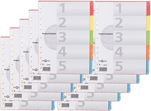 10er Pack Pagna 32000-20 Register 5-teilig, 5-farbig mit Deckblatt A4 10er Pack Pagna 32000-20 Register 5-teilig, 5-farbig mit Deckblatt A4 von Pagna