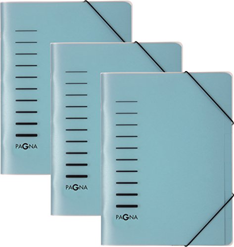 3 Stück Pagna Ordnungsmappe 6-teilig aus PP, Eckspanngummi, farbiger Registerkarton [ blau ] von Pagna