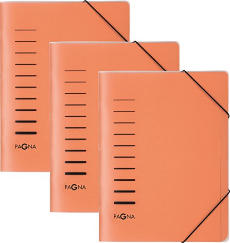 3 Stück Pagna Ordnungsmappen 6-teilig aus PP, Eckspanngummi, farbiger Registerkarton [ gelb ] von Pagna