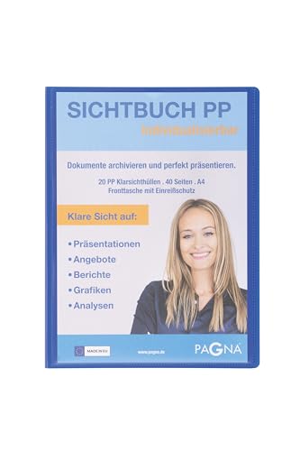 PAGNA 21011-07 Sichtbuch A4 PP Office mit Fronttasche blau von Pagna