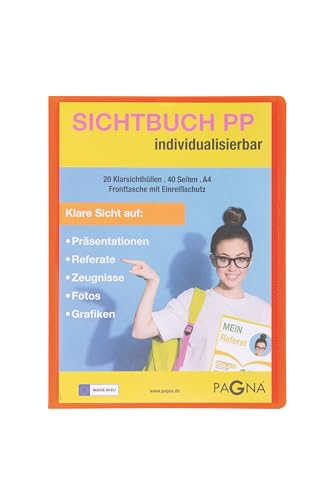 PAGNA 21013-09 Sichtbuch A4 PP School mit Fronttasche orange von Pagna