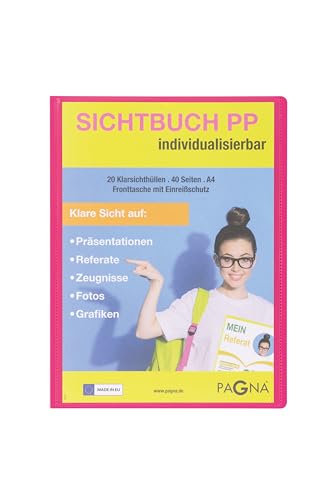PAGNA 21013-34 Sichtbuch A4 PP School mit Fronttasche dunkelrosa von Pagna