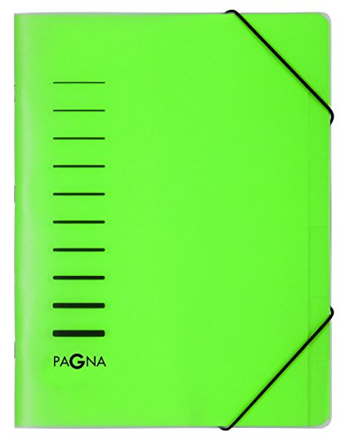 Pagna 40056-03 Ordnungsmappe 6-teilig aus PP, Eckspanngummi, grün farbiger Registerkarton, 1 Stück von Pagna