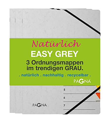 Pagna 44006-00 Ordnungsmappenset 7 Fächer Easy Grey sortiert 3 Stück von Pagna