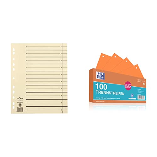Pagna 44108-09 PAGNA Trennblätter 300x245x27 chamois 230g/qm, Inh.100 & Oxford Trennstreifen, aus Karton, gelocht, 190 g/m², orange, 100 Stück von Pagna