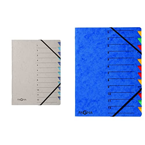 Pagna 44312-02 Ordnungsmappe 12 Fächer Easy Grey 1-12 blau & Ordnungsmappe Easy (Sammelmappe, 12 Fächer, 1-12) blau, 1 Stück von Pagna
