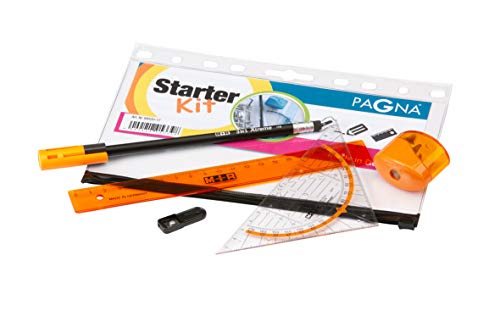Pagna 99520-09 Starter Kit orange (Zeichenset zum Abheften), Bestückt mit Anspitzer, Lineal, Geometriedreieck und Bleistift von Pagna
