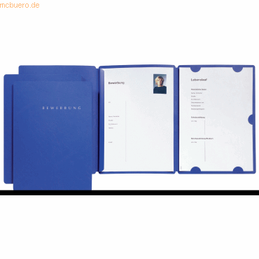 15 x Pagna Bewerbungsmappe Select A4 3 Klappen mit Aufdruck blau von Pagna