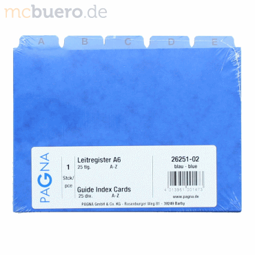 Pagna Leitregister A6 A-Z Pressspan blau von Pagna