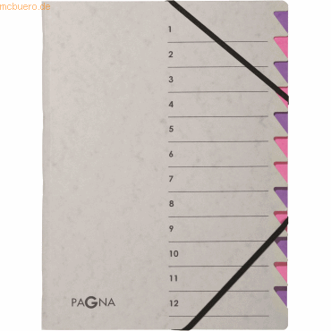 Pagna Ordnungsmappe A4 12 Fächer Easy Grey lila 1-12 von Pagna