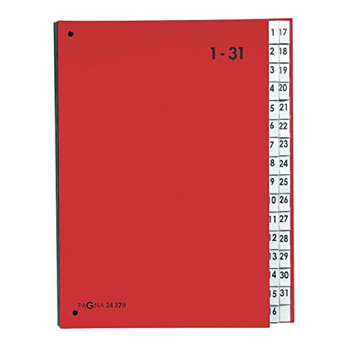 Pagna Pultordner Color (Pultmappe, 32 Fächer, 1-31) (rot | 3er Pack) von Pagna