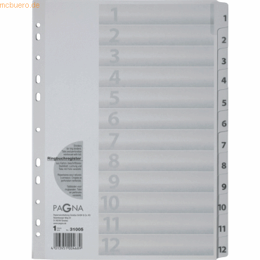 Pagna Register A4 PP 1-12 weiß von Pagna