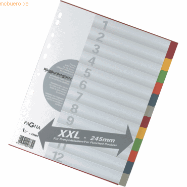 Pagna Register A4 Überbreite Karton 12-teilig farbig von Pagna