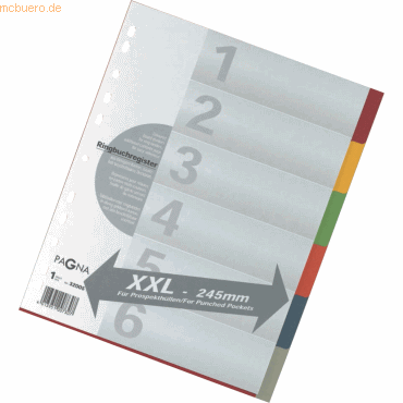 Pagna Register A4 Überbreite Karton 6-teilig farbig von Pagna