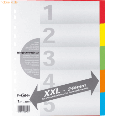 Pagna Register XXL A4+ 5-teilig blanko m. Deckblatt 5-farbig von Pagna